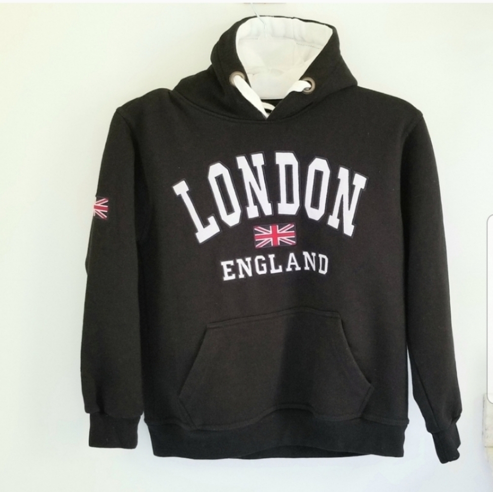 London England Black Hoodie Sweatshirt
